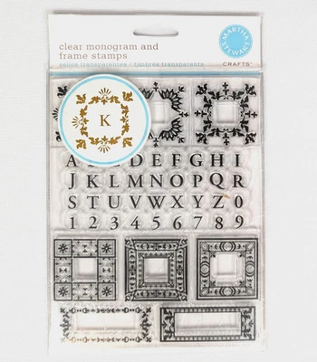 Estampillas artesanales de Martha Stewart nuevas en paquete monograma transparente y marco sin montar éxito EK Foto 1 de 2