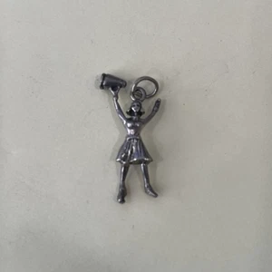 Sterling Silver CHEERLEADER MEGAPHONE Charm Or Pendant ESTATE SALE FIND Stamped - Picture 1 of 6