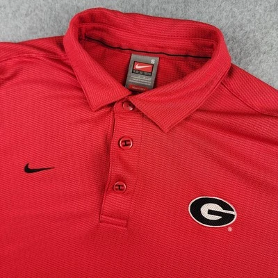 Vintage Team Nike Georgia Bulldogs Polo Shirt Red Men's S UGA Football Fit Dry - Image 1 of 4
