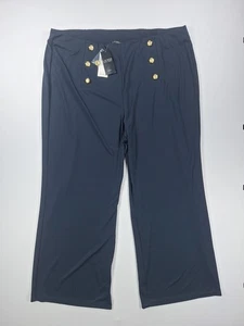 Pantalones para mujer Lauren Ralph Lauren azul marino tiro alto pierna ancha talla grande 3X - Imagen 1 de 11
