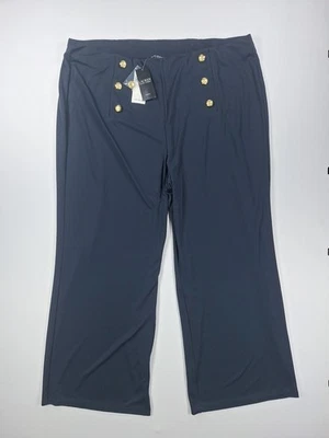 Lauren Ralph Lauren Women's Navy High-Rise Pull On Wide Leg Pants Plus Size 3X - Image 1 of 4