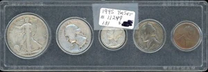 1945 BIRTH YEAR 5-COIN SET in PLASTIC CASE #11249 - Picture 1 of 2