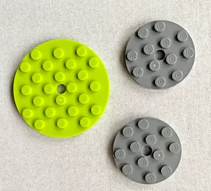 MENGE 3 LEGO RUNDE PLATTEN GRAU GRÜN 6x6 & 4x4 PLATTENSPIELER 1 LOCH 60474 11213 - Bild 1 von 3