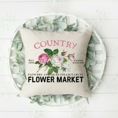  Country, Pillow Cover, Flowers, Summer, New Handmade, Farmhouse, Spring - Image 1 of 4