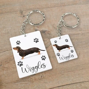 Dackel Hund personalisierter Name Schlüsselring/Schlüsselanhänger Geschenkidee - Bild 1 von 5
