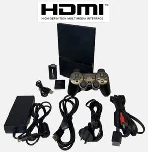 ✅ Ps2 Playstation 2 Black Slim Console Bundle + HDMI Converter + 1x Controller - Foto 1 di 17