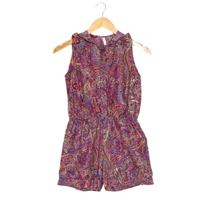 ZIMMERMAN Size 10 Purple Paisley Silk Blend Hooded Jumpsuit Romper - Picture 1 of 13