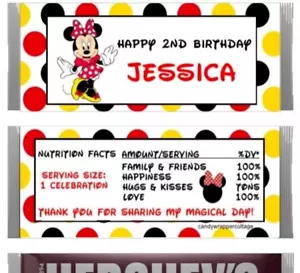 10 MICKEY OR MINNIE MOUSE BIRTHDAY Personalized PARTY CANDY BAR WRAPPERS FAVORS - Picture 1 of 2