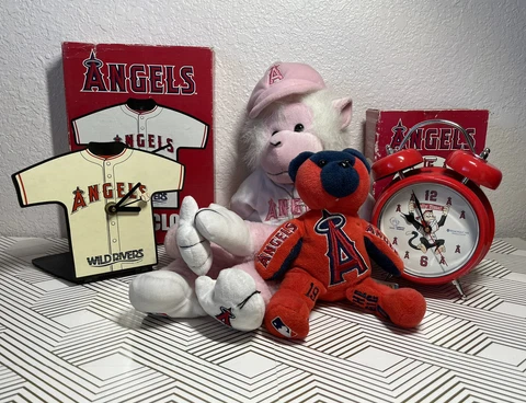 Angels Baseball Rally Monkey, beanie bear, clock, alarm clock bundle Cover