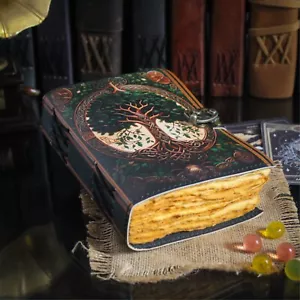 Tree of Life Vintage Leather Journal Blank Spell Book of Shadows Pagan Grimoire - Picture 1 of 6