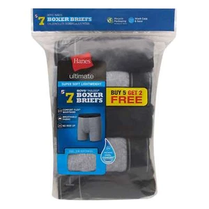 Niños Talla m 10-12 Hanes Ultimate 5 + 1 Boxer Brief Bonus Pack negro y gris nuevo - Imagen 1 de 1