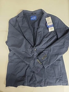 Haggar Smart Wash Navy Blue Blazer Jacket Size Large Regular Slim Fit - Picture 1 of 9