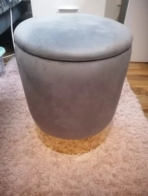 Sitzhocker mit Stauraum Sitzpouf Pouf Polsterhocker Fußhocker Hocker Samt rund - Bild 1 von 3
