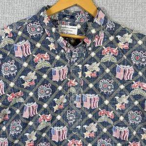 Reyn Spooner Sz 3XL 2020 Varez 4th July Blue Eagle Fish Flag Hibiscus Popover - Picture 1 of 18