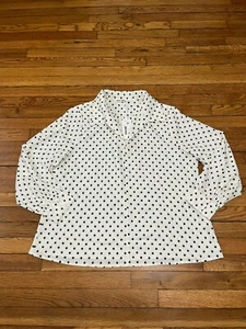 Grace Karin Women's Polka Dot Blouse Size 2XL Black/White Long Sleeve NWT - Picture 1 of 5