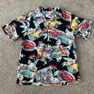 RJC Button Up Short Sleeve Hawaiian Shirt Cars Black Mens Large - Picture 1 of 6