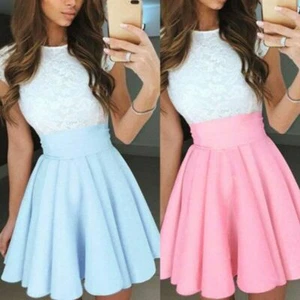 Women Mini Dress Ladies Summer Short Skater Dresses Party Cocktail - Picture 1 of 10