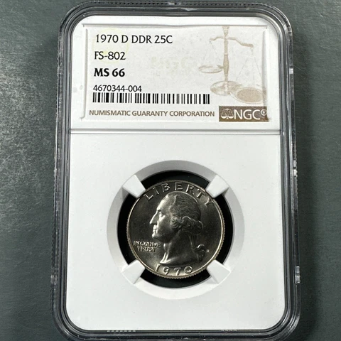 1970-D DDR FS-802 25C Washington Quarter, NGC MS66 (74693) Cover