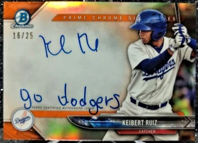 2018 Bowman Chrome Keibert Ruiz Prime Chrome Signatures Orange Auto #16/25 - Image 1 of 2