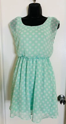 BCX Dress Sleeveless Light Green Lined Polka Dots Women's Size XS. Pre Owned - Image 1 of 4