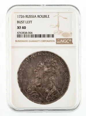1726 Russia Rouble Bust Left Catherine I Graded by NGC as XF40 KM #168 - Image 1 of 4