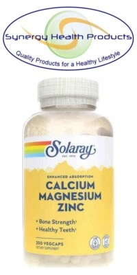 Solaray 钙镁锌 250 种蔬菜胶囊 - 增强吸收 — 第 1/4 张图片