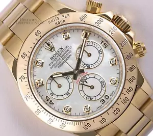Cronógrafo Rolex para hombre 40 mm Daytona 116528 oro amarillo 18k - esfera de diamante MOP blanca - Imagen 1 de 7