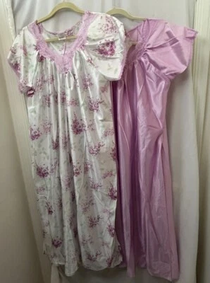 Paquete de 2 camisones largos de satén y encaje manga corta DAMART DE COLECCIÓN NUEVOS EN PAQUETE para mujer talla M Foto 1 de 4