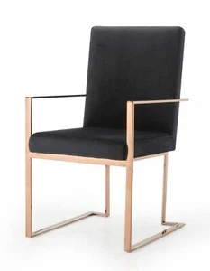 Black Rosegold Velvet Dining Chair - Picture 1 of 1