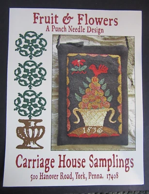 Carriage House Samplings FRUIT & FLOWERS Punchneedle Embroidery Pattern - Image 1 of 4