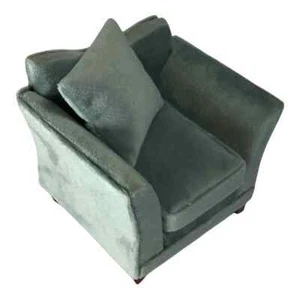 Silla de terciopelo gris oscuro (DF456) casa de muñecas escala 1:12 - Imagen 1 de 3