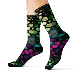 All Over Print Adult Socks Psychedelic Polka Dots Colorful Fun Funky - Picture 1 of 9