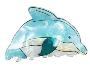 NEW Light Blue Dolphin Hair Claw Hair Clip Hair Accessory Ocean Sea Life Beach - Picture 1 of 6