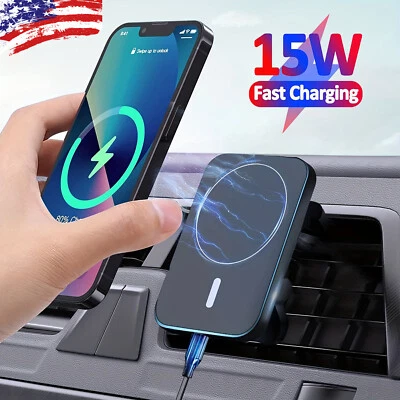 15W Wireless Magnetic Charger Car Mount Holder for iPhone 13 14 15 16 17 Pro Max - Image 1 of 4
