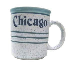 Chicago Coffee Mug Tea Cup Blue Speckled ceramic stoneware textured * - Picture 1 of 4
