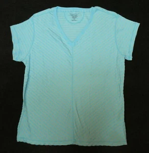 ExOfficio women's blue/gray striped print stretch short-sleeved t-shirt Sz L - Picture 1 of 3