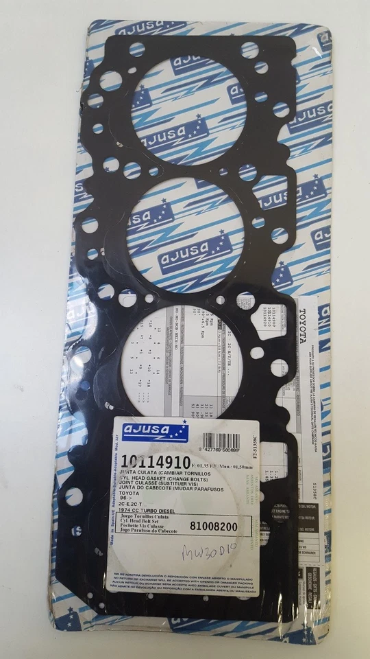 HEAD GASKET FITS TOYOTA CARINA E COROLLA SALOON 2C-T 2C 2C-E AJUSA 10114910 - Image 1 of 4