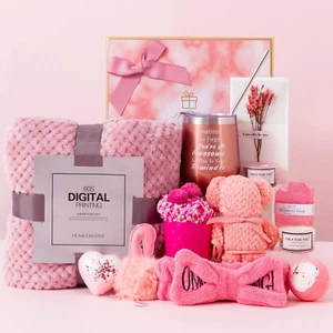 Gift Basket for Women Relaxing Spa Set with Blanket for Mom Wife Valentines Day - Picture 1 of 12