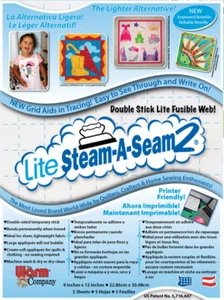 LITE Steam A Costura 2 - 9 pulgadas x 12 pulgadas 5 hojas Aplique Doble Palo Lite Fusible Web - Imagen 1 de 1