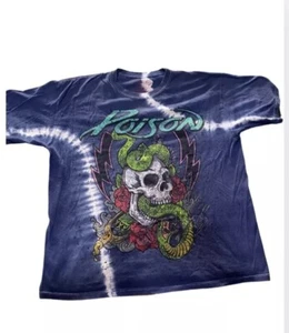 Poison Bret Michaels 80's Glam Rock Band Tie Dye Skull Snake T-Shirt Men's XL - Picture 1 of 4