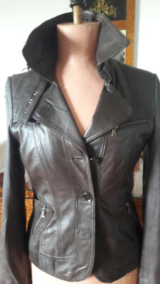 "Milestone" Lederjacke, Echtes Lamm Nappa, braun, Gr. D 36 - Bild 1 von 4