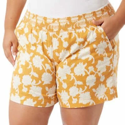 Pantalones Cortos BRIGGS Damas Mezcla de Lino Mujer Talla XL Naranja Crema Floral Flores Nuevos con Etiquetas Foto 1 de 4