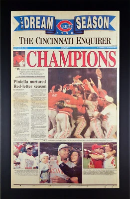 Cincinnati Reds World Series Newspaper Print Framed 10/22/1990 Jose Rijo - Image 1 of 3