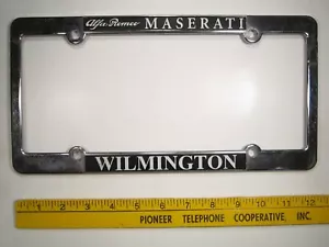 PLASTIC License Plate Car Tag Frame ALFA ROMEO MASERATI Wilmington PA 14J1 - Picture 1 of 1