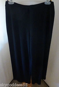 EILEEN FISHER BLACK VISCOSE WOOL KNIT FOLD-OVER ELASTIC WAIST FULLER LEG PANT M - Picture 1 of 2