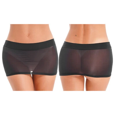 DE Damen Sexy Minirock Rock Transparent Bodycon Kurz Glossy Rock Bleistiftrock - Bild 1 von 2