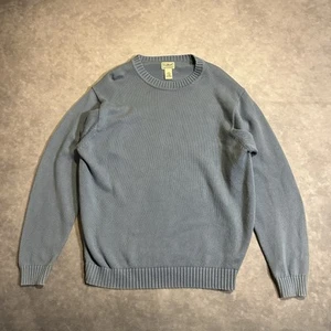 Maglione LL Bean uomo pullover blu grande maglia grossa a costine - Foto 1 di 5