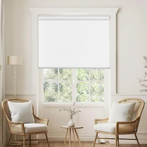 2 Pack ChrisDowa Corded 100% Blackout Roller Shades White 34x72 Insulated - Picture 1 of 6