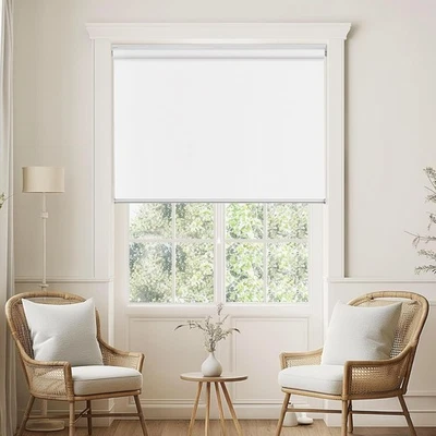 2 Pack ChrisDowa Corded 100% Blackout Roller Shades White 34x72 Insulated - Image 1 of 4