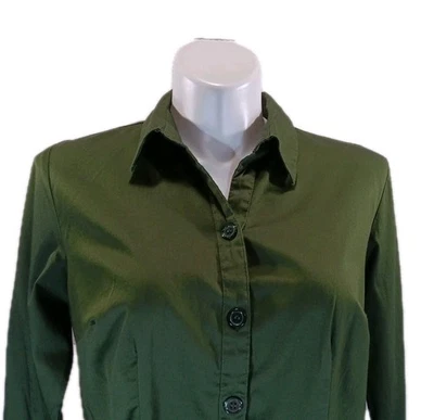 Dress Barn Princess Seamed Office/Dress Shirt Size 14/16 Stretch Dark Green - Image 1 of 4